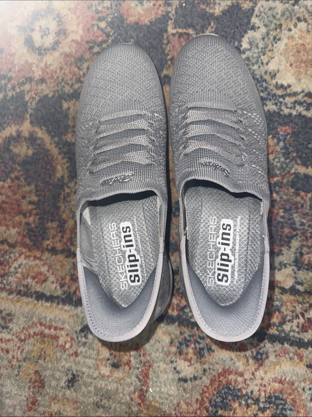 Skechers Slip-Ins WoMen’s Gray Knit Slip-On Loafers size 9